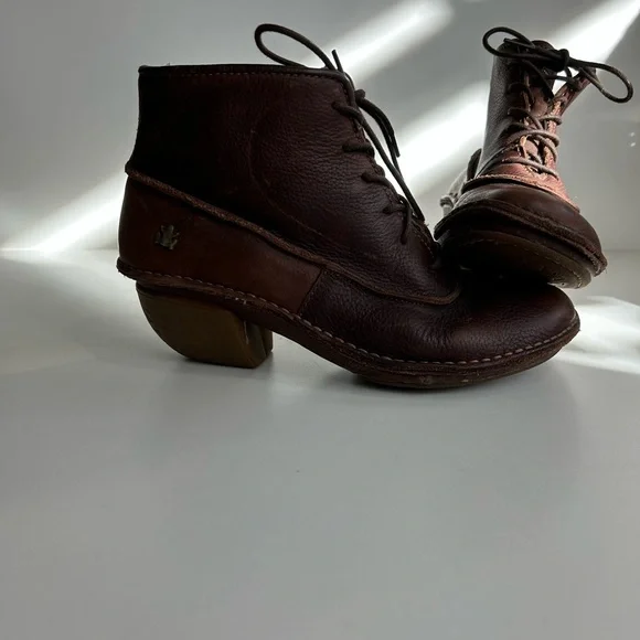 EL NATURALISTA Women's Brown Laceup Leather Ankle Boots SIZE 8 UK 38 RANA THARU - Picture 2 of 13